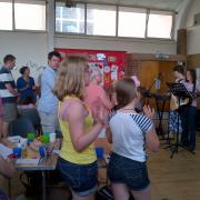 The band leading worship